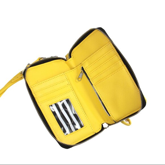 Marc Tetro Dachshund Yellow Wristlet Cross Body Phone Wallet Mini Bag - Picture 6 of 6